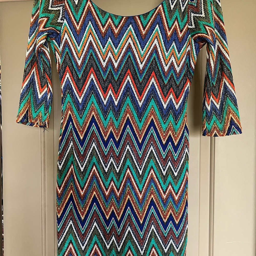 Multicolor Chevron Pattern Dress - Picture 2 of 5